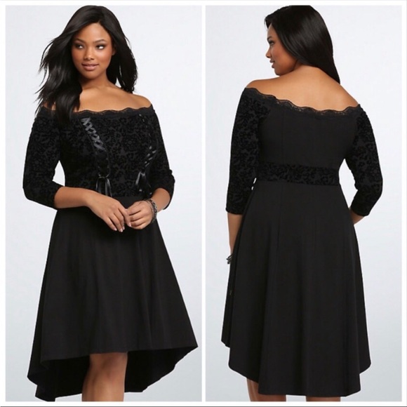 Tripp nyc torrid collaboration goth lace up corset of the shoulder dress - Picture 7 of 7